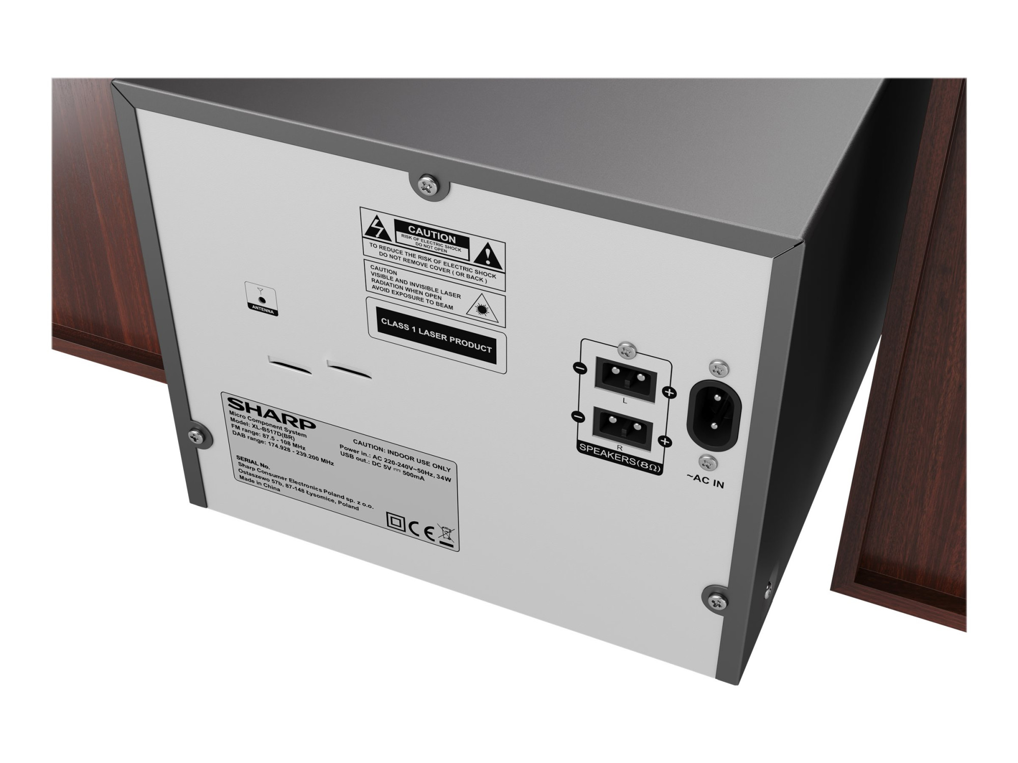 Sharp | Hi-Fi Micro System | XL-B517D(BR) | Brown | USB port | AUX in | Bluetooth | CD player | FM radio | Wireless connection - Image 12