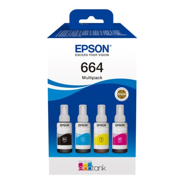 Epson 664 EcoTank 4-colour multipack | Epson C13T66464A | 664 EcoTank 4-colour multipack | Ink tank | Black, yellow, cyan, magenta