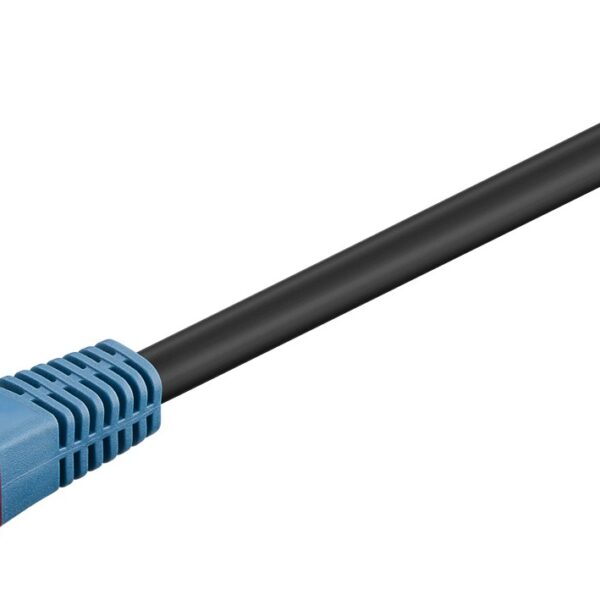 CAT 6 Outdoor-patch cable U/UTP | 94389 | Prewired, unshielded LAN cable with RJ45 plugs for connecting network components; Double-layer polyethylene jacket protects the network cable outdoors and makes it extremely weather-resistant; The outdoor Ethernet cable is ideal for the garden, balcony, camping, building facades and surveillance cameras; High-quality copper-clad aluminium wire (CCA) and gold-plated contacts guarantee an excellent, powerful network connection; Latch protection on the RJ45 connector prevents the latch from snagging or breaking off, helping to provide a reliable internet connection; CAT 6 outdoor cable is suitable for Gigabit Ethernet with speeds of up to 10/100/1000 Mbit/s | Black | 15 m