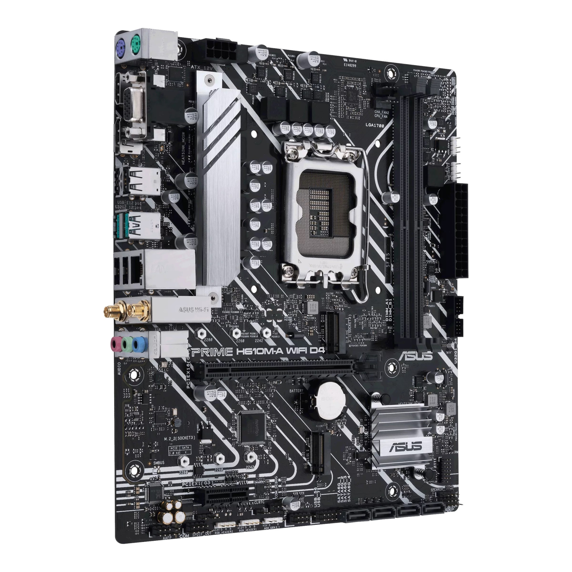 Asus | PRIME H610M-A WIFI D4 | Processor family Intel | Processor socket LGA1700 | DDR4 DIMM | Memory slots 2 | Supported hard disk drive interfaces SATA, M.2 | Number of SATA connectors 4 | Chipset Intel H610 | mATX - Image 3