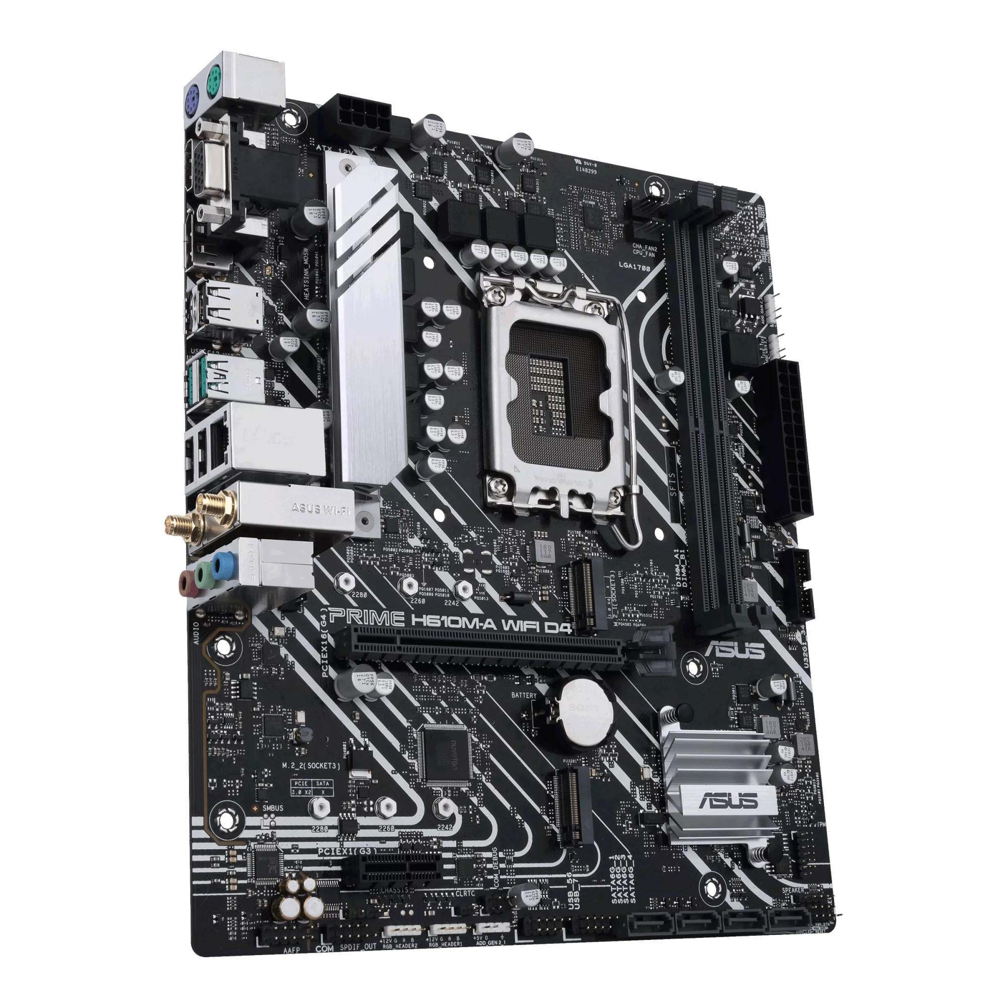 Asus | PRIME H610M-A WIFI D4 | Processor family Intel | Processor socket LGA1700 | DDR4 DIMM | Memory slots 2 | Supported hard disk drive interfaces SATA, M.2 | Number of SATA connectors 4 | Chipset Intel H610 | mATX - Image 4