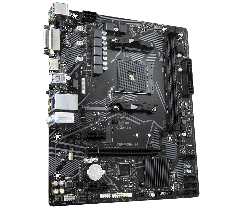 Gigabyte | A520M H 1.0 | Processor family AMD | Processor socket AM4 | DDR4 DIMM | Memory slots 2 | Chipset AMD A | Micro ATX - Image 5