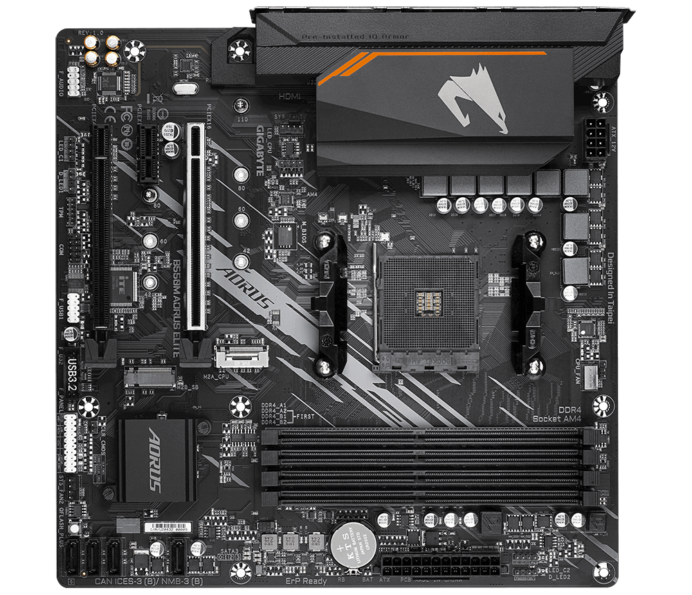 Gigabyte | B550M AORUS ELITE 1.0 | Processor family AMD | Processor socket AM4 | DDR4 DIMM | Memory slots 4 | Number of SATA connectors 4 x SATA 6Gb/s connectors | Chipset AMD B | Micro ATX - Image 3