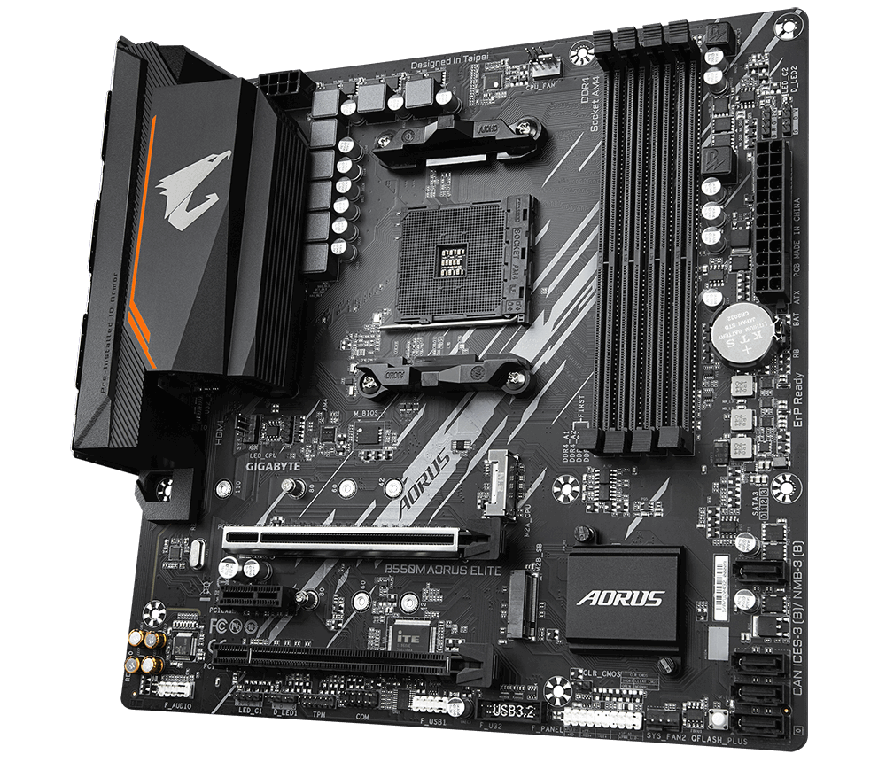 Gigabyte | B550M AORUS ELITE 1.0 | Processor family AMD | Processor socket AM4 | DDR4 DIMM | Memory slots 4 | Number of SATA connectors 4 x SATA 6Gb/s connectors | Chipset AMD B | Micro ATX - Image 7