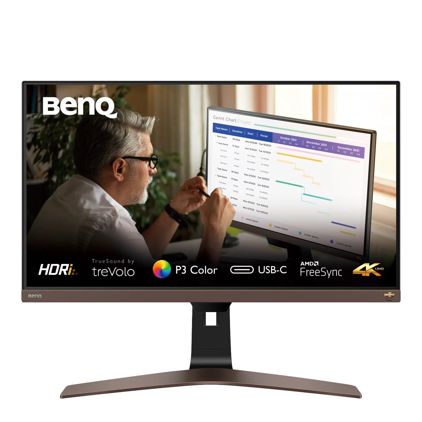 Benq | Monitor | EW2880U | 28 " | IPS | UHD | 16:9 | 60 Hz | 5 ms | 3840 x 2160 | 300 cd/m² | HDMI ports quantity 2 | Brown/Black | Warranty 36 month(s) - Image 2