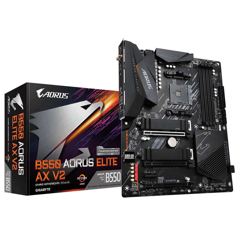 Gigabyte | B550 AORUS ELITE AX V2 1.0 | Processor family AMD | Processor socket AM4 | DDR4 DIMM | Memory slots 4 | Number of SATA connectors 4 x SATA 6Gb/s connectors | Chipset AMD B | ATX - Image 3