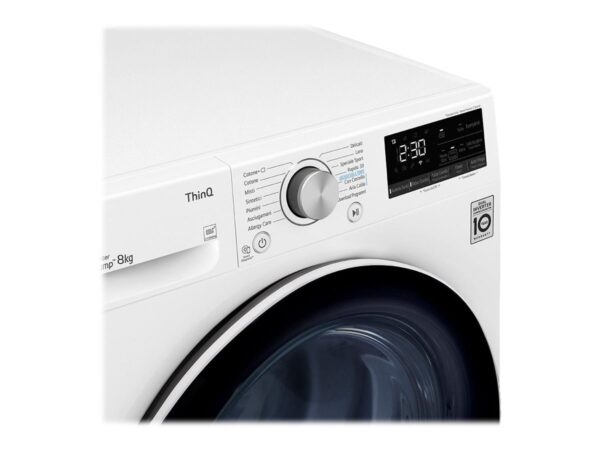 LG | Dryer Machine | RH80V3AV6N | Energy efficiency class A++ | Front loading | 8 kg | LED | Depth 69 cm | Wi-Fi | White - Image 18