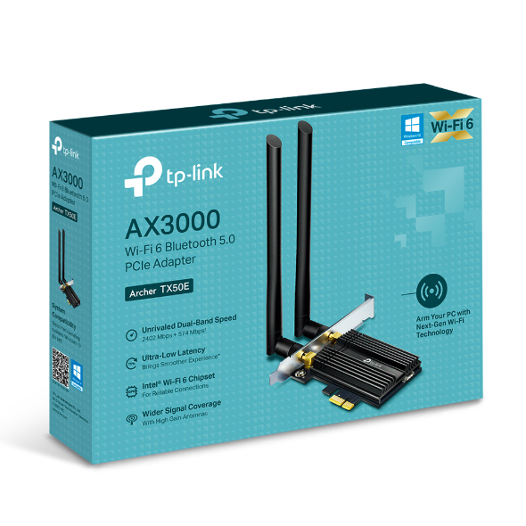 Dual Band | TP-LINK | Archer Wi-Fi 6 Bluetooth 5.0 PCIe Adapter | TX50E | 2.4GHz/5GHz | Antenna type 2xExternal - Image 4
