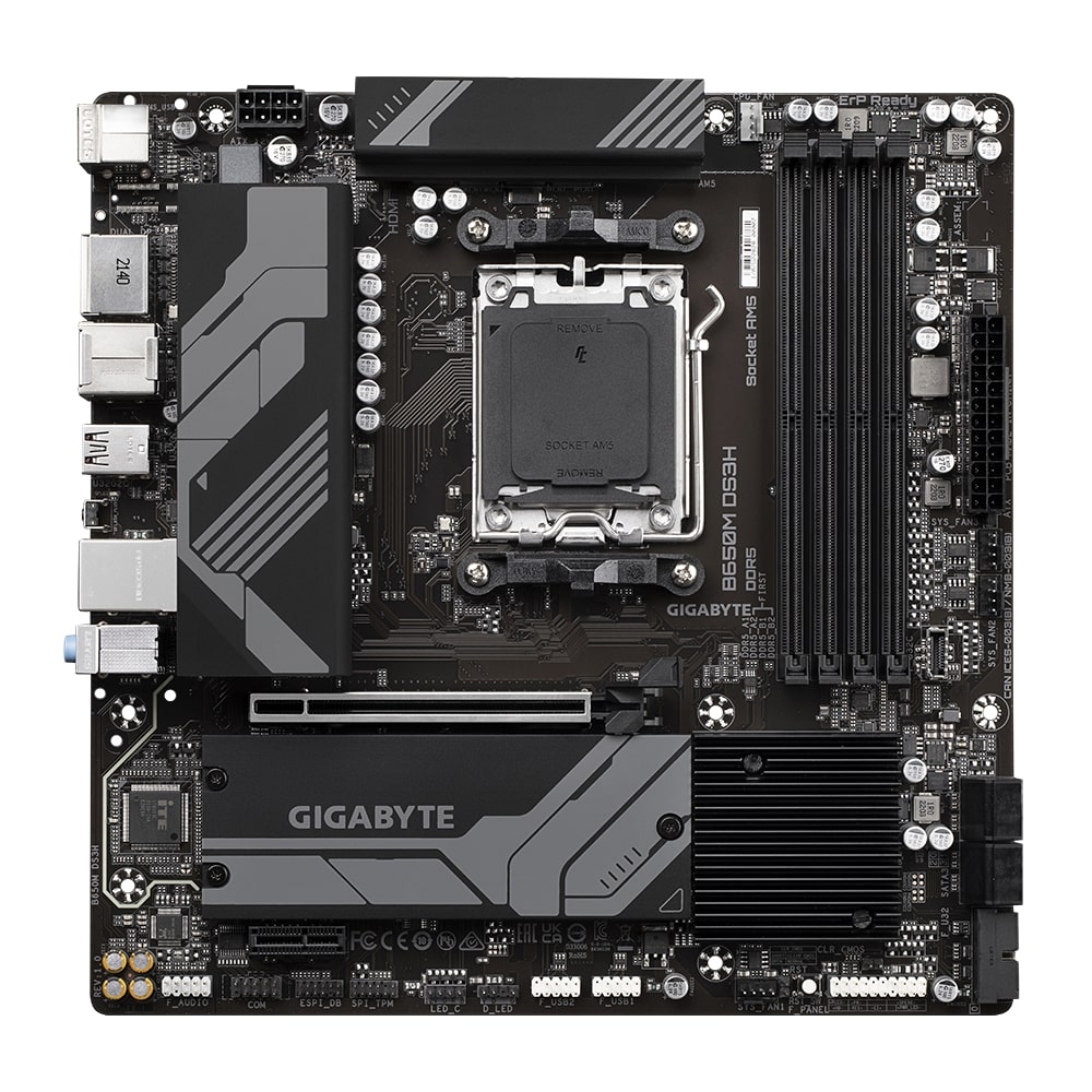 Gigabyte | B650M DS3H 1.0 M/B | Processor family AMD | Processor socket AM5 | DDR5 DIMM | Memory slots 4 | Supported hard disk drive interfaces SATA, M.2 | Number of SATA connectors 4 | Chipset B650 | Micro ATX - Image 3