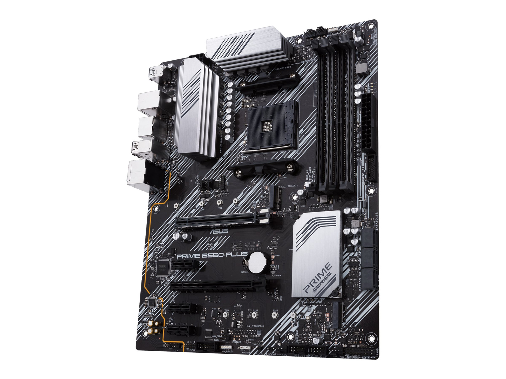 Asus | PRIME B550-PLUS | Processor family AMD | Processor socket AM4 | DDR4 DIMM | Memory slots 4 | Supported hard disk drive interfaces SATA, M.2 | Number of SATA connectors 6 | Chipset AMD B550 | ATX - Image 4