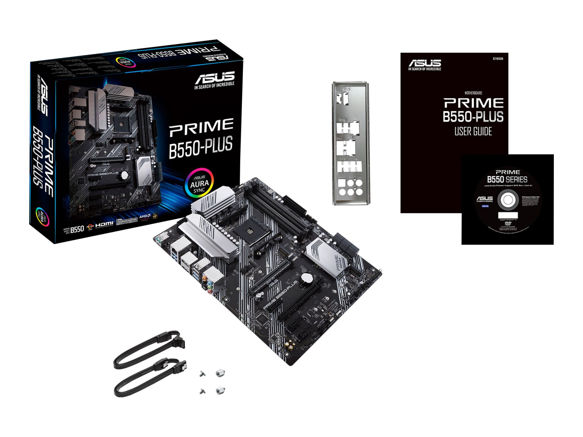Asus | PRIME B550-PLUS | Processor family AMD | Processor socket AM4 | DDR4 DIMM | Memory slots 4 | Supported hard disk drive interfaces SATA, M.2 | Number of SATA connectors 6 | Chipset AMD B550 | ATX - Image 12