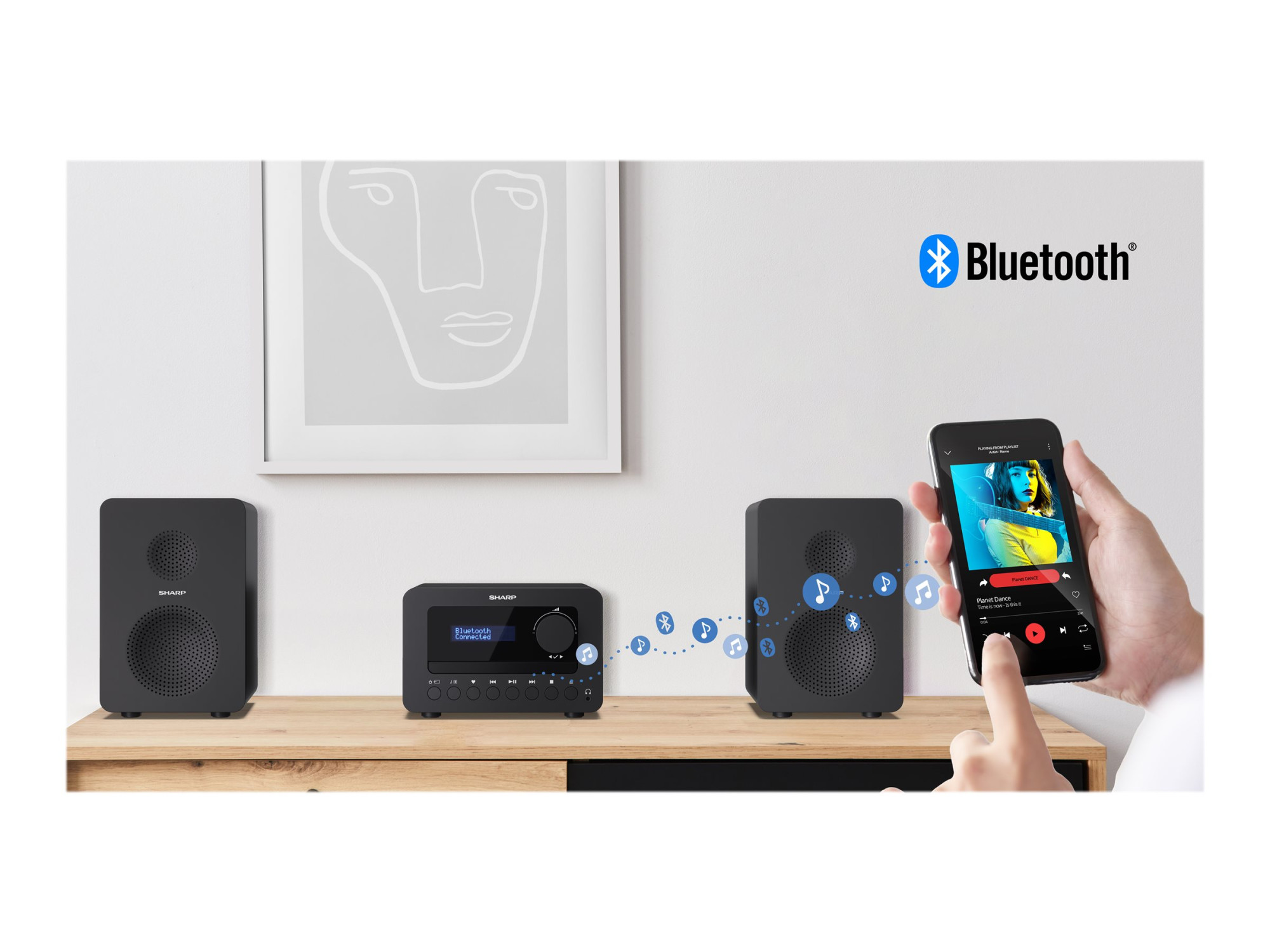 Sharp XL-B520D(BK) Tokyo Hi-Fi Micro System 2.0, FM/DAB/DAB+/USB, CD, Bluetooth 5.0, Aux-in, Black | Sharp | Tokyo Hi-Fi Micro System 2.0 | XL-B520D(BK) | Yes | Bluetooth | Black - Image 20