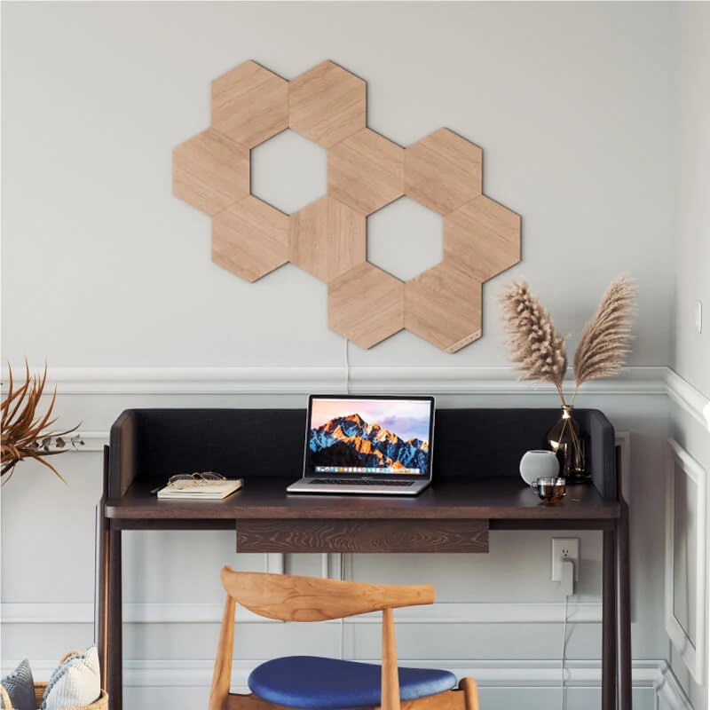 Nanoleaf | Elements Wood Look Hexagons Starter Kit (13 panels) | Cool White + Warm White - Image 5