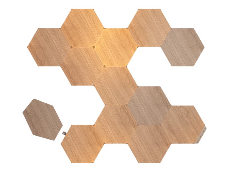 Nanoleaf | Elements Wood Look Hexagons Starter Kit (13 panels) | Cool White + Warm White - Image 2