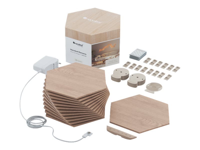 Nanoleaf | Elements Wood Look Hexagons Starter Kit (13 panels) | Cool White + Warm White - Image 4