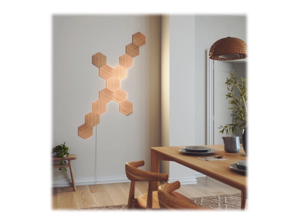 Nanoleaf | Elements Wood Look Hexagons Starter Kit (13 panels) | Cool White + Warm White - Image 10
