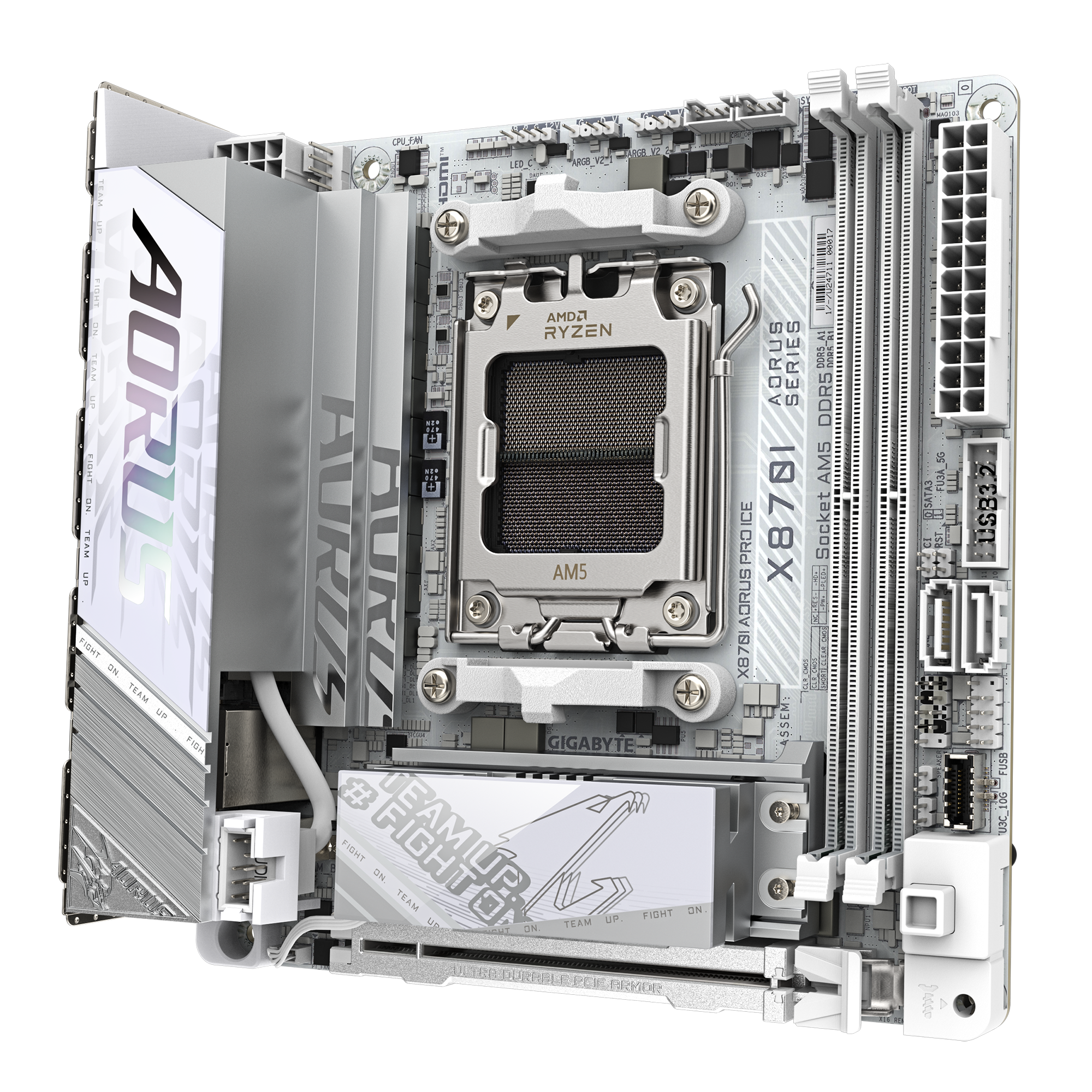 Gigabyte X870I AORUS PRO ICE | Processor family AMD | Processor socket AM5 | DDR5 SDRAM | Supported hard disk drive interfaces M.2, SATA | Number of SATA connectors 2 - Image 4