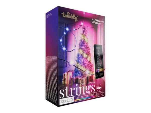 Twinkly Candies 100 Pearl-shaped RGB LEDs, Green Wire, USB-C - Image 2