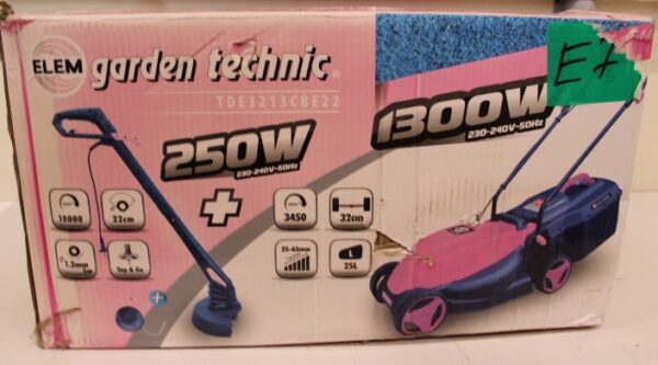 SALE OUT. Electric lawn mower ELEM, 1300 W, 32 cm, 25 l, includes 250 W trimmer | Sourcing DAMAGED PACKAGING - Image 3