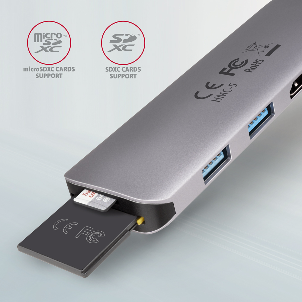 AXAGON SuperSpeed USB-C COMBO 5in1 Hub | HMC-5 - Image 3