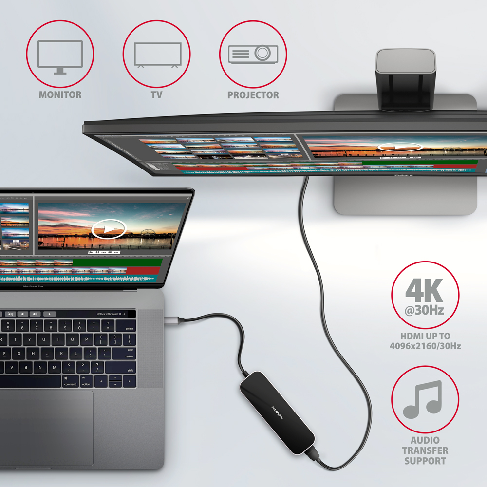 AXAGON SuperSpeed USB-C Combo 6in1 Hub | HMC-6H4A - Image 3