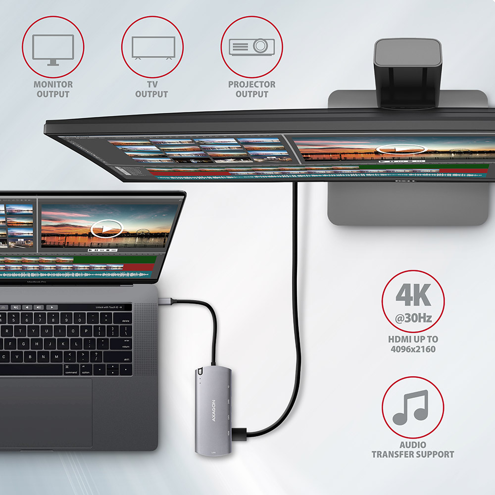AXAGON SuperSpeed USB-C Combo 6in1 Hub | HMC-6M2 - Image 9
