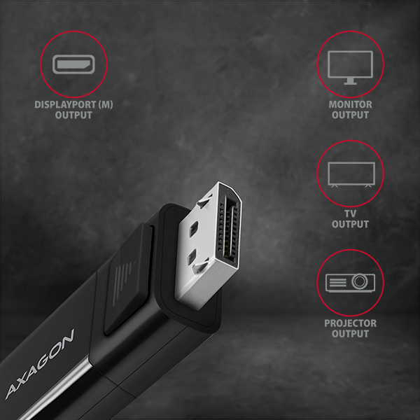 AXAGON Active cable | USB-C to DisplayPort | 1.8 m - Image 3