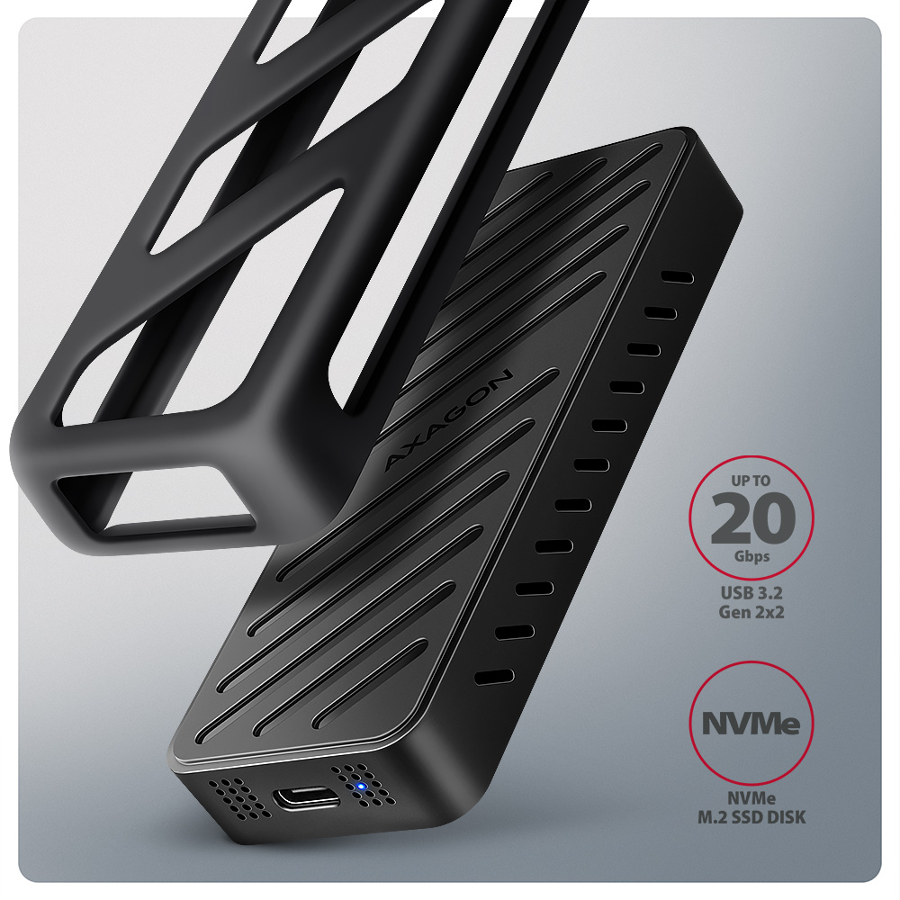 AXAGON USB-C 20Gbps - M.2 NVMe SSD ARMORED Box | EEM2-20G - Image 2