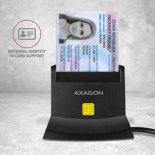 AXAGON Universal desktop USB contact Smart/ID and SD/microSD/SIM card reader | CRE-SM2 - Image 2