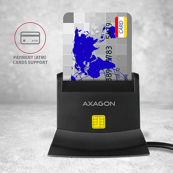 AXAGON Universal desktop USB contact Smart/ID and SD/microSD/SIM card reader | CRE-SM2 - Image 3