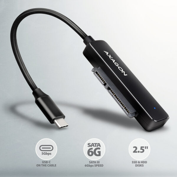 AXAGON USB-C 5Gbps - SATA 6G, 2.5" SSD/HDD SLIM Adapter | ADSA-FP2C - Image 2