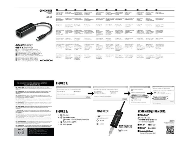 AXAGON ADE-SRC High-speed USB-C 3.1 Gigabit Ethernet 10/100/1000Mbit adapter with automatic installation - Image 20