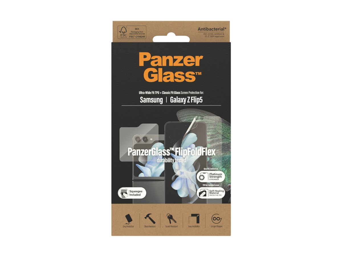 PanzerGlass | Screen protector | Samsung | Z flip5 CF AB | Thermoplastic polyurethane (TPU); Tempered glass; Polyethylene terephthalate (PET) | Transparent - Image 9