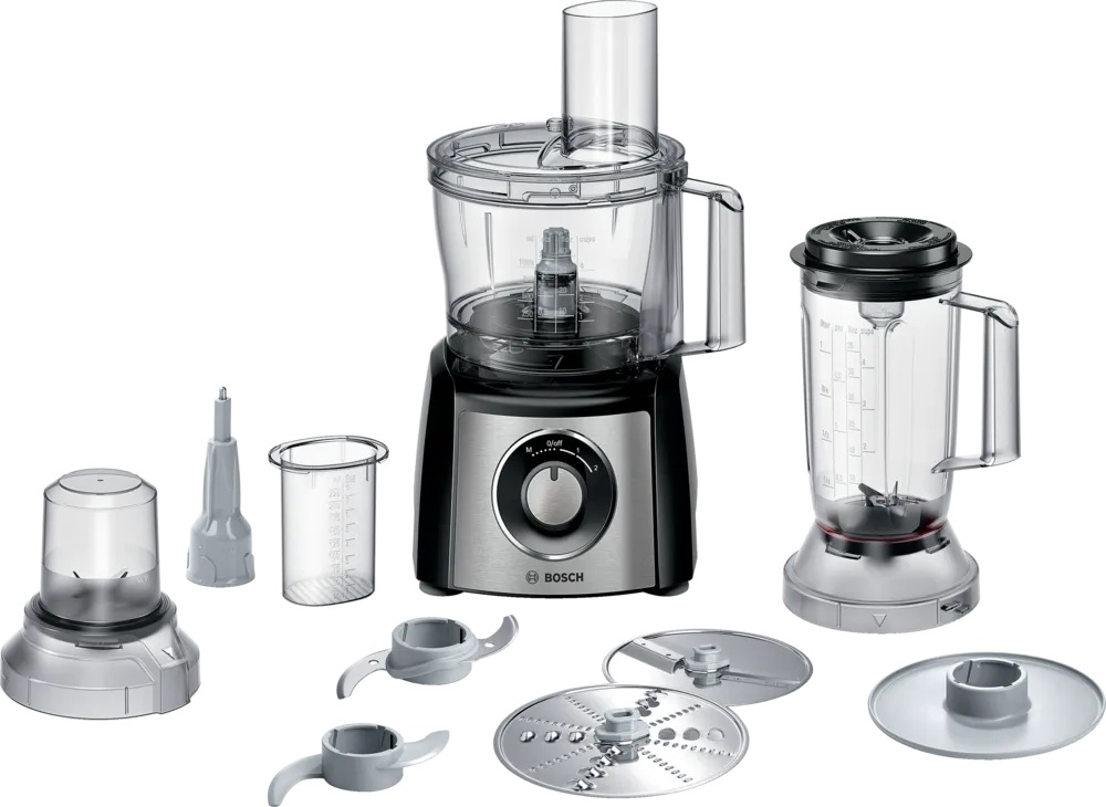 Bosch | Food Processor MultiTalent 3 Plus | MCM3PM386 | 900 W | Number of speeds 2 | Bowl capacity 2.3 L | Black/Stainless steel