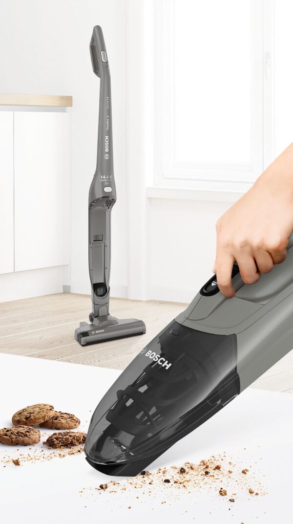 Bosch | Vacuum cleaner | Readyy'y Serie 2 BBHF214G | Cordless operating | Handstick and Handheld | - W | 14.4 V | Operating time (max) 35 min | Grey | Warranty 24 month(s) | Battery warranty 24 month(s) - Image 5