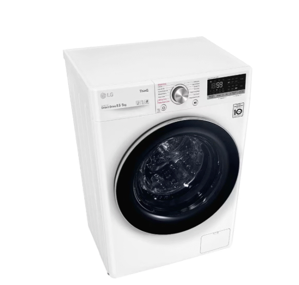 LG Washing machine with dryer | F2DV5S8S2E | Energy efficiency class C/E | Front loading | Washing capacity 8.5 kg | 1200 RPM | Depth 48 cm | Width 60 cm | Display | LED | Drying system | Drying capacity 5 kg | Steam function | Direct drive | Wi-Fi | White - Image 7