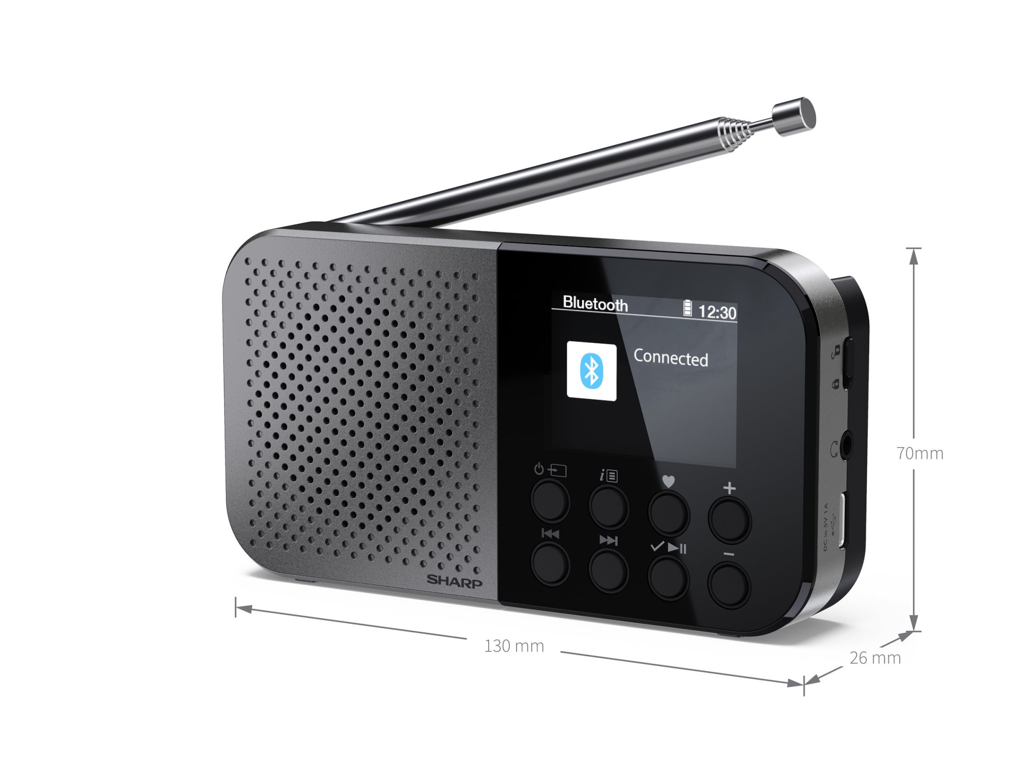 Sharp OSAKA Pocket/Handheld Portable Digital Radio | DR-P520(GY) | Bluetooth - Image 9