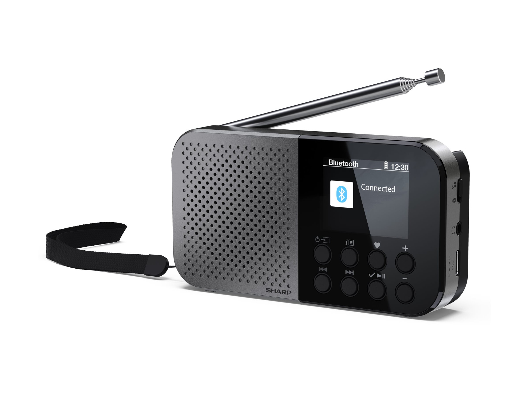 Sharp OSAKA Pocket/Handheld Portable Digital Radio | DR-P520(GY) | Bluetooth