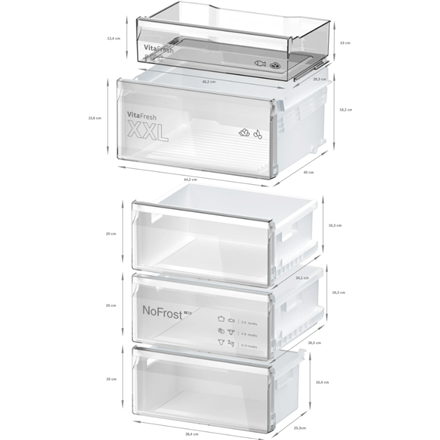 Bosch | Refrigerator | KGN392WDF Series 4 | Energy efficiency class D | Free standing | Combi | Height 203 cm | No Frost system | Fridge net capacity 260 L | Freezer net capacity 103 L | 35 dB | White - Image 18