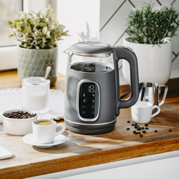 Adler Kettle with LED Display | AD 1305 | Electric | 2200 W | 1.7 L | Plastic | 360° rotational base | Grey - Image 10