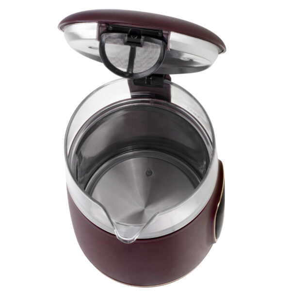 Adler Kettle with LED Display | AD 1305 | Electric | 2200 W | 1.7 L | Plastic | 360° rotational base | Burgundy - Image 6
