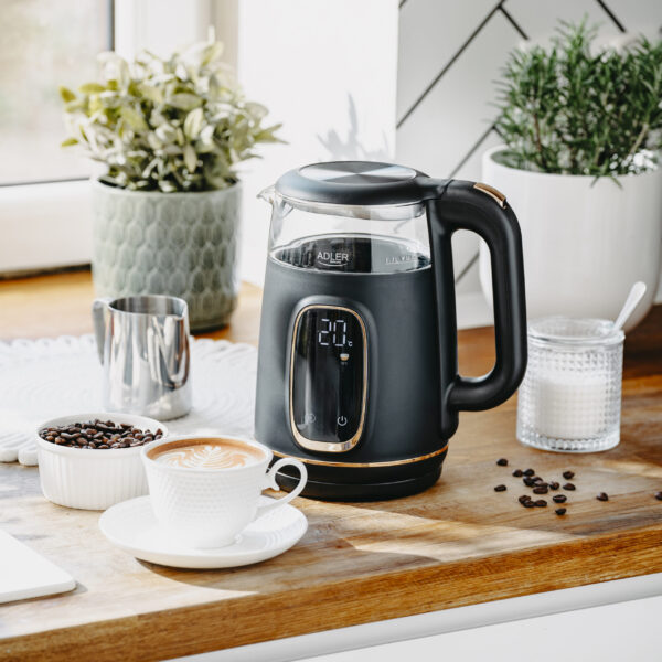 Adler Kettle with LED Display | AD 1305 | Electric | 2200 W | 1.7 L | Plastic | 360° rotational base | Black/Gold - Image 10