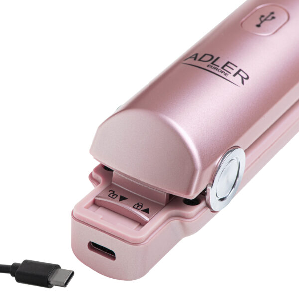 Adler Cordless Hair Straightener | AD 2327 | Ceramic heating system | Display LED | Temperature (min) 160 °C | Temperature (max) 220 °C | Pink - Image 8