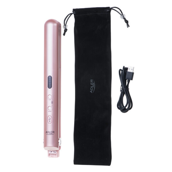 Adler Cordless Hair Straightener | AD 2327 | Ceramic heating system | Display LED | Temperature (min) 160 °C | Temperature (max) 220 °C | Pink - Image 10