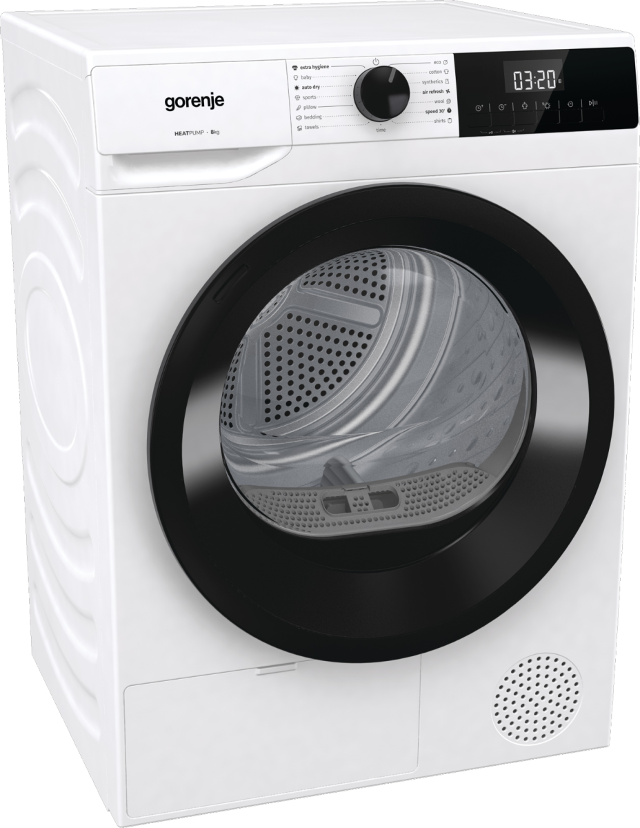 Gorenje Dryer Machine | DHNE82 | Energy efficiency class Class D | Front loading | 8 kg | LED | Depth 55 cm | White - Image 2