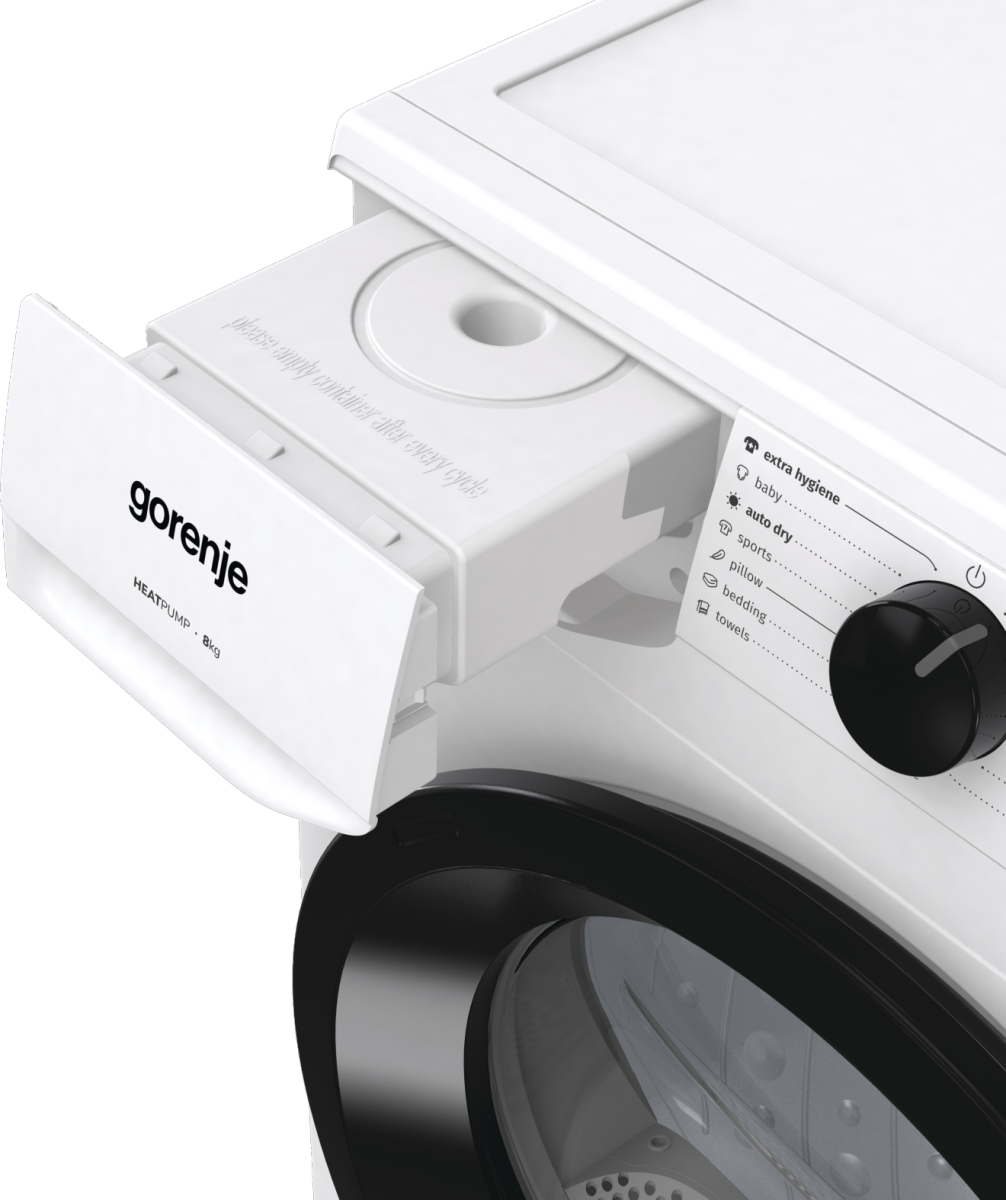Gorenje Dryer Machine | DHNE82 | Energy efficiency class Class D | Front loading | 8 kg | LED | Depth 55 cm | White - Image 9