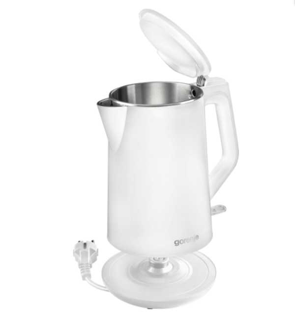 Gorenje | Kettle | K15DWW | Electric | 2200 W | 1.5 L | Plastic + metal | 360° rotational base | White - Image 4