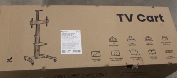 SALE OUT. Logilink BP0025 TV stand cart, adjustable TV height, 37–70“, max. 50 kg | Logilink | Floor stand | BP0025 | 30-70 " | Maximum weight (capacity) 50 kg | DAMAGED PACKAGING - Image 3