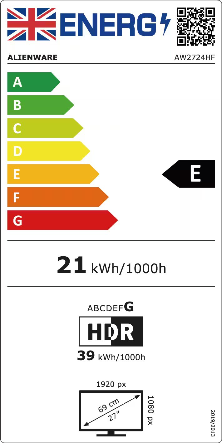 Dell | Gaming Monitor | AW2724HF | 27 " | IPS | FHD | 16:9 | 360 Hz | 0.5 ms | 1920 x 1080 | 400 cd/m² | HDMI ports quantity 1 | Black - Image 8