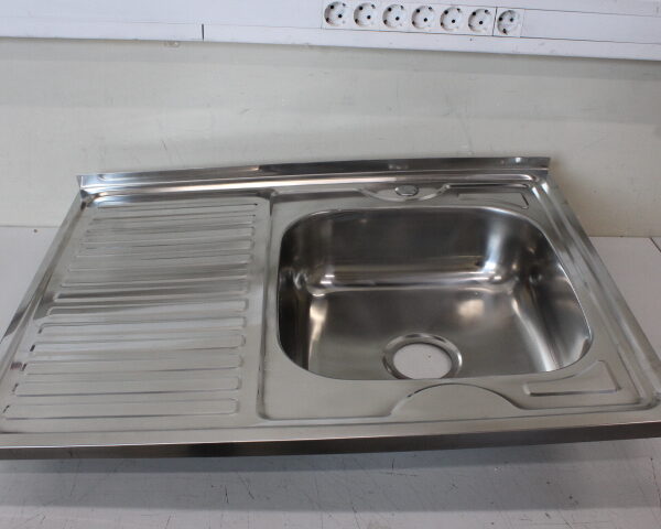 SALE OUT. Sink TREDI, top-mounted, stainless steel, with siphon set, right, 80 x 60 cm | Sourcing DENTED, SCRATCHED, MISSING SEAL RUBBER